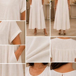 Rochie rafinata Kala in nuanta de crem in forma de A - Img 3
