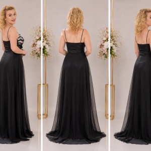 Rochie rafinata, nuanta negru-argintiu, croiala deosebita - Img 4