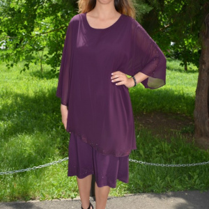Rochie Rut cu aplicatii de strasuri,nauant de mov - Img 2
