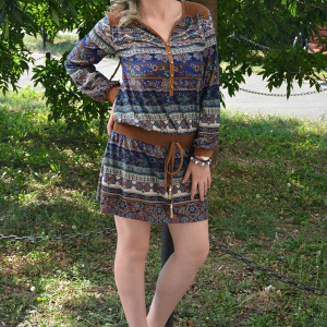 Rochie simpla, croi lejer, de culoare bleumarin - Img 4