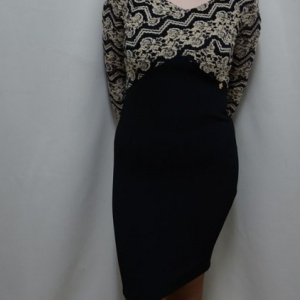 Rochie tinereasca, de culoare neagra, imprimeu abstract - Img 3