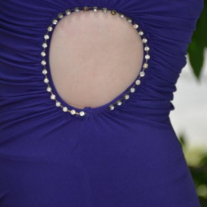 Rochie tinereasca de ocazie, cu o maneca lunga, pe albastru regal - Img 6