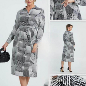 Rochie tip camasa negru cu alb - Img 2