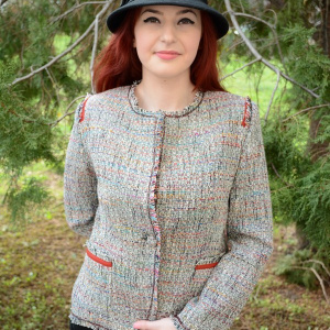 Sacou casual cu maneca lunga, din tesatura cu fibre multicolore - Img 5