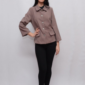 Sacou casual, scurt in talie, nuante gri, maro - Img 3