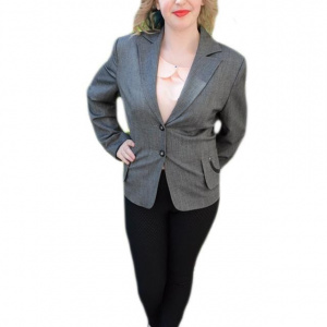 Sacou cazual, chic, croiala clasica, serie mare, de culoare gri