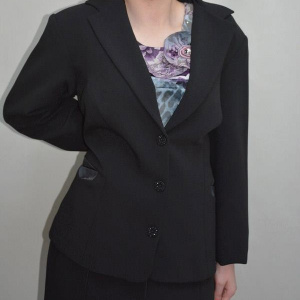 Sacou office cu guler clasic cu rever asutit, de culoare neagra - Img 3