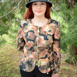 Sacou tineresc, multicolor, sistem de inchidere cu fermoar chic auriu - Img 2