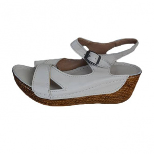 Sanda alba de zi cu model clasic din curele si talpa confortabila - Img 1