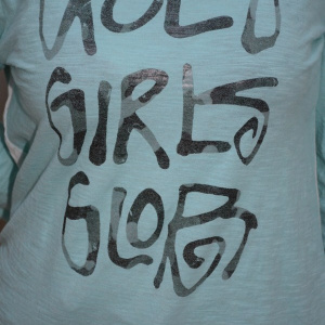 Tricou cu design grafic aplicat, turcoaz, decolteu rotund - Img 4