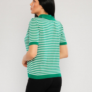 Tricou cu guler si dungi verde - Img 2