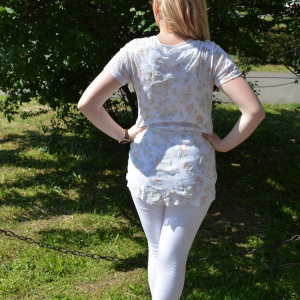 Tricou modern, doua piese de culoare alba, marime universala - Img 5