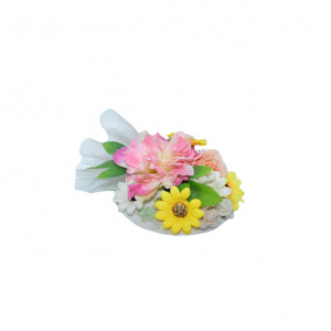 Agrafă tip pălărie pentru păr cu flori decorative multicolore
