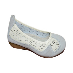Balerin in nuanta de bej, piele naturala, perforatii fashion