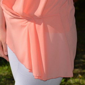 Bluza comoda cu design simplist, de culoare piersica, maneca scurta - Img 4