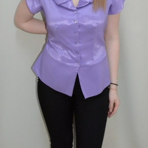 Bluza cu nasturi tip camasa, de culoare mov, cu maneca scurta - Img 2