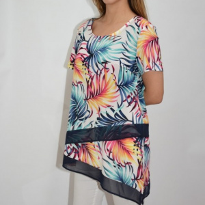 Bluza dama, casual,asimetrica, model lejer, multicolor exotic - Img 4