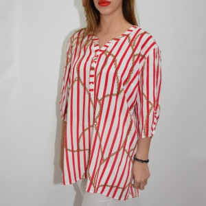 Bluza dama, casual, model cu dungi rosii, pe fundal alb - Img 4