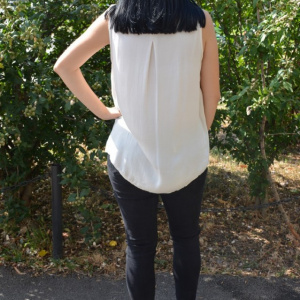 Bluza de matase, de culoare galben pal, cu model de fronseuri - Img 8