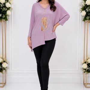 Bluza eleganta Uma cu insertii de strasuri ,nuanta de mov