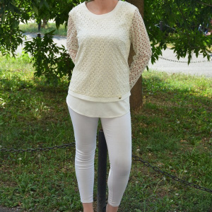 Bluza frumoasa cu maneca lunga, model dantelat pe culoare alba - Img 7