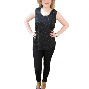 Bluza neagra cu model de buline argintii, iesite usor in relief - Img 1