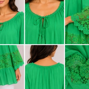 Bluza rafinata cu insertii de dantela ,nuanta de verde - Img 2