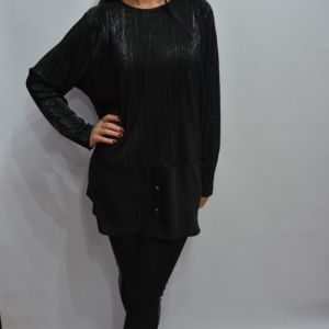 Bluza rafinata de culoare neagra cu fir argintiu, model elegant - Img 4