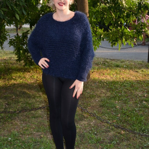 Bluza tinereasca din material gros, calduros, de culoare bleumarin - Img 6