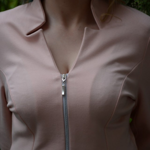 Bluza tip sacou plamanie, cu fermoar argintiu si maneca lunga - Img 4