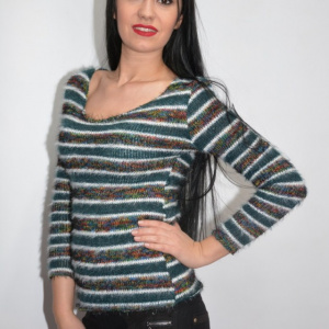 Bluza tricotata,model multicolor ,nuanta de verde - Img 4