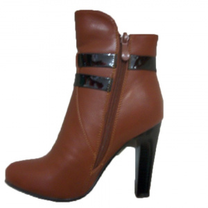 Botina de toamna, model casual pe culoare maro, cu toc inalt - Img 3