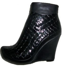 Botina moderna, cu platforma ,culoare neagra - Img 1
