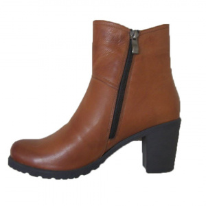 Botina simpla de zi, de culoare maro, cu model de cusaturi - Img 2