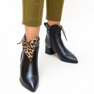 Botine rafinate Dalia cu imprimeu animal-print ,nuanta de negru - Img 2