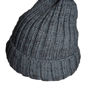 Caciula calduroasa din material tricotat cu design simplist, gri - Img 1