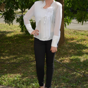 Camasa alba cu un model elegant, din material transparent - Img 2