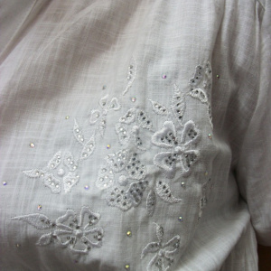 Camasa alba din bumbac cu maneca scurta si broderie - Img 2