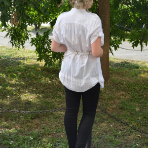 Camasa alba din bumbac cu maneca scurta si broderie - Img 5