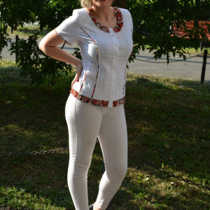 Camasa cu aspect creponat, din bumbac, cu model brodat - Img 3