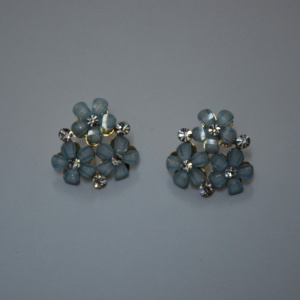 Cercei ce design floral, nuante multicolore si albastru deschis - Img 2