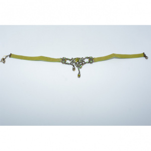 Chocker dama din catifea cu insertii de strasuri,verde - Img 2