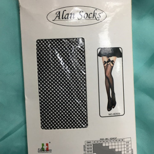 Ciorap fashion tip plasa cu model rafinat de fodre rosii aplicate - Img 3