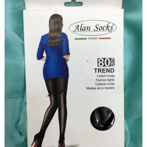 Ciorap pantalon cu model deosebit, negru cu aspect transparent - Img 2