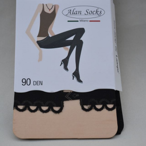 Ciorap pantalon de dama, culoare neagra, cu model deosebit - Img 1