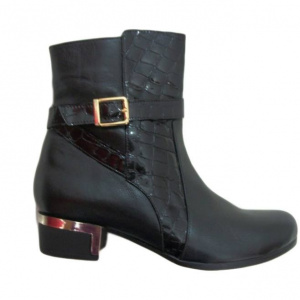 Cizma moderna, neagra cu inserti aurii pe toc BO-2256-LK - Img 1