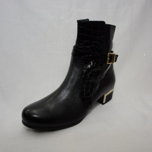 Cizma moderna, neagra cu inserti aurii pe toc BO-2256-LK - Img 5