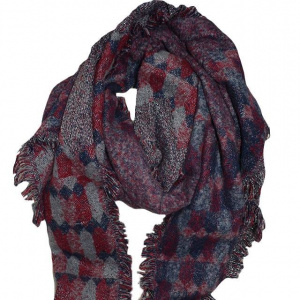 Esarfa calduroasa din material cu aspect tricotat, gri, marsala - Img 8