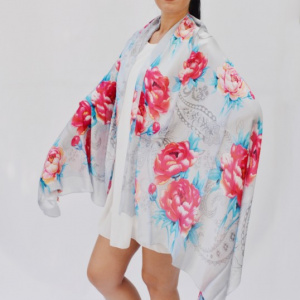 Esarfa casual cu forma clasica si design multicolor - Img 3