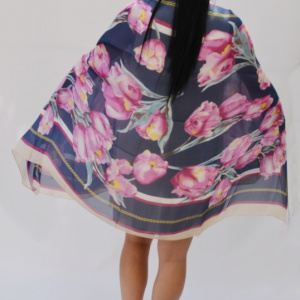 Esarfa chic, model elegant cu imprimeu floral multicolor - Img 3